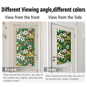 Stained Glass Static Cling Window Film Floral Pattern Privacy Decorative Glass Sticker