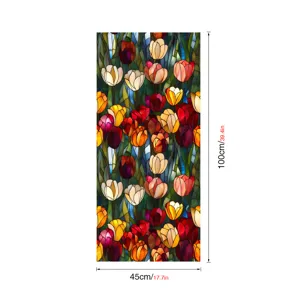 Stained glass tulip window film static cling decorative glass sticker for home decoration detail view