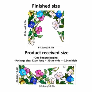 Stained glass window film static cling floral plant privacy decorative sticker for glass decor.