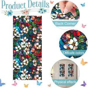 Stained glass window film floral static cling privacy sticker decorative home glass decor.