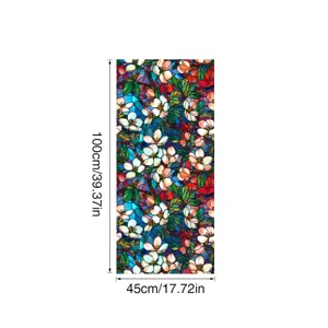 Stained glass window film floral privacy privacy sticker for home decor static cling 45x100cm