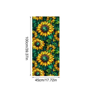 Stained glass sunflower window film, 45x100cm static cling privacy glass sticker for home.