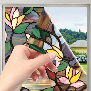 Stained glass window film floral static cling decorative privacy glass sticker home decor
