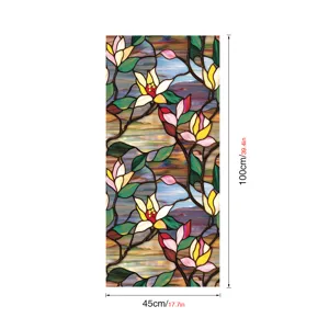 Stained glass window film static cling floral pattern privacy decorative sticker 45x100cm