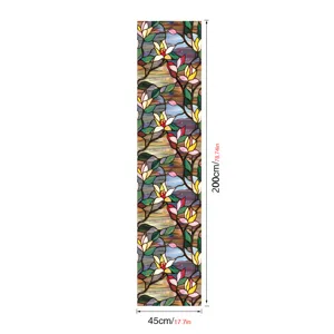 Stained Glass Window Film Floral Static Cling Window Sticker Decorative Glass Decal 45x200cm