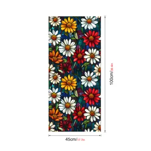 Stained glass window film with colorful daisy flowers, static cling decorative glass sticker.