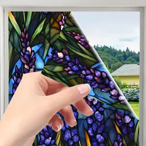Stained glass window film decorative floral static cling privacy sticker for home decor