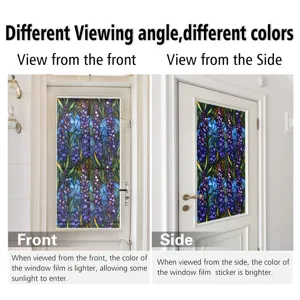 Decorative stained glass window film static floral privacy door sticker for home decor