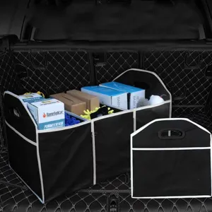 Foldable car trunk organizer storage box black non-woven fabric cargo container bag