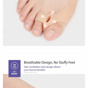 Silicone bunion corrector hallux valgus toe separator double hole foot care breathable device