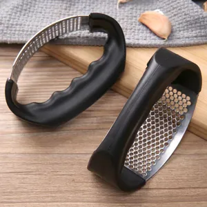 Stainless Steel Garlic Press Manual Garlic Mincer Ergonomic Handle Kitchen Tool Metal Ginger Garlic Crusher