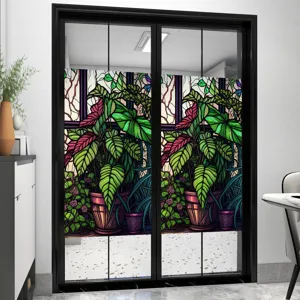 Colorful stained glass window film decorative privacy PVC static cling glass sticker home