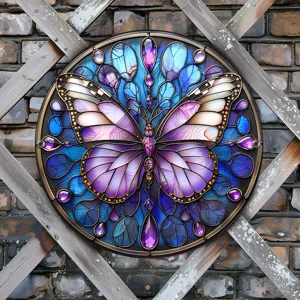 Decoracion de pared de mariposa de metal redondo para colgar interior exterior jardin