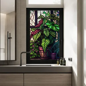 Stained glass window film static cling privacy decorative sticker for home bathroom glass.