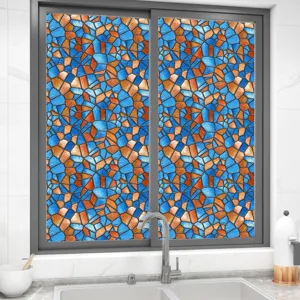 Kleurrijke vintage glas-in-lood raamfolie statische hechting privacy decoratieve sticker