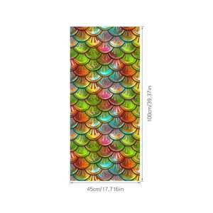 Kleurrijke retro visschubben raamfolie PVC mat glas sticker 45x100cm detailweergave.