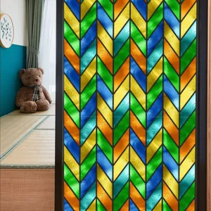 Glas-in-lood raamfolie decoratieve privacy visgraat geometrische statische folie