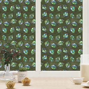 Kleurrijke retro glas-in-lood raamfolie van pvc, statische privacyraamfolie mooi.