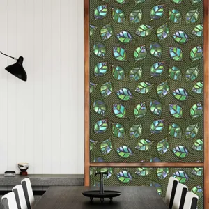 Decoratieve kleurrijke vintage bladeren raamfolie statische glassticker voor thuis