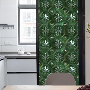 Retro groene raamfolie statische hechting decoratieve sticker voor keuken deur glas.
