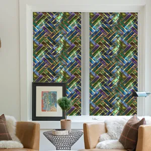 Decoratieve glas-in-lood raamfolie, statische privacyfolie voor thuisraamglas.