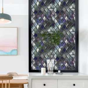 Statische raamfolie glas in lood vintage ruit decoratieve raamsticker voor privacy in huis