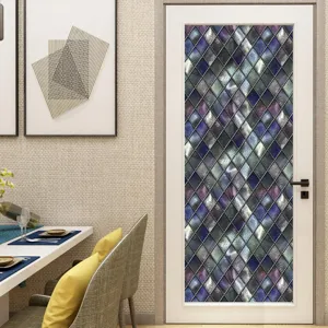 Decoratieve raamfolie statische cling glas-in-lood deursticker verwijderbaar mat