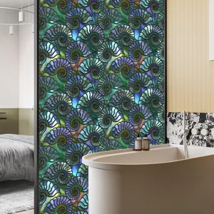 PVC retro ammoniet raamfolie statisch hechtend decoratieve glassticker badkamer privacy