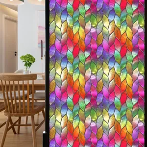 Kleurrijke glas-in-lood raamfolie statisch hechtend decoratieve privacy glas sticker