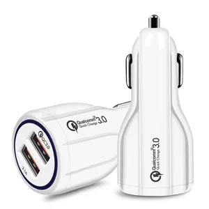 Caricabatterie auto USB doppio con Quick Charge 3.0, adattatore di ricarica rapida.