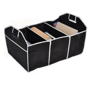 Foldable car trunk organizer non woven fabric multi compartment storage box for auto boot