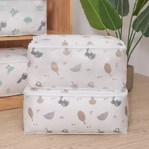 Cartoon quilt storage bag waterproof dustproof clothing organizer for home moving bedding.