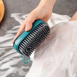 Multi-functional liquid dispensing cleaning brush with dense bristles for home use.