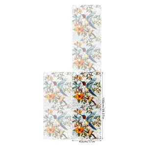 Stained glass window film with hummingbird floral pattern, static cling anti-collision sticker.