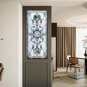 Dekorative Glasfensterfolie im viktorianischen Stil, edler Buntglas-Aufkleber für Zuhause.