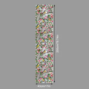Film pour vitre intimite motif oiseaux et fleurs adhesif electrostatique 200x43cm