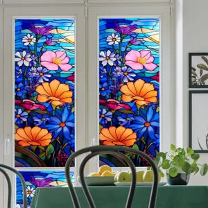 Film pour fenetres en verre teinte floral adhesif statique autocollant decoratif maison.