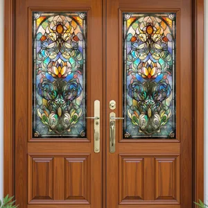 Decoratieve gebrandschilderde glasfolie in Franse paleisstijl voor deur detail weergave