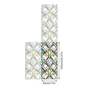 Decorative stained glass window film detail view showing 43x100cm size dimensions.