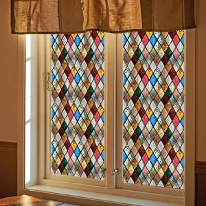 Statische raamfolie glasfolie ruit patroon decoratief privacy raam sticker voor thuis.