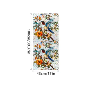 Stained glass window film hummingbird static window sticker floral privacy film 100x43cm