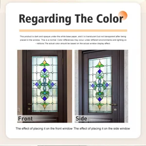 Static cling frosted glass window film, decorative stained glass sticker for home decor.