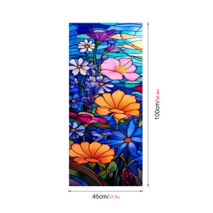 Film pour vitre en verre teinté avec motif floral coloré autocollant décoratif statique maison.