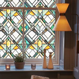 3D Stained Glass Window Film Decorative Static Cling Glass Sticker Privacy Home Decor