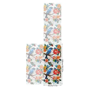 Static cling window film with colorful bird and flower stained glass pattern anti-collision.