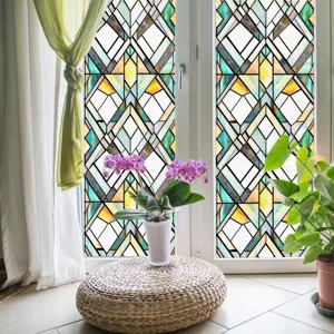 3D stained glass window film decorative static cling frosted privacy film for home decor.