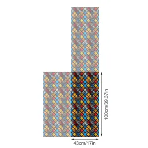 PVC glas-in-lood raamfolie, vintage ruitjes patroon statische privacy sticker 100x43cm