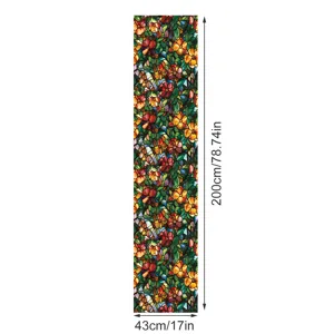 Film pour vitre en vitrail style Tiffany autocollant décoratif floral 43x200cm déco