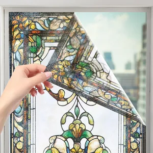 Viktorianische Buntglas Fensterfolie statisch haftend dekorative Sichtschutzfolie.