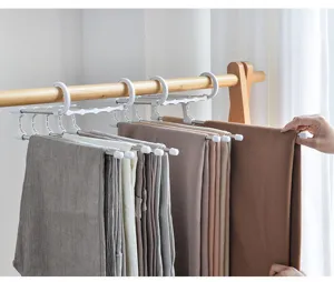 Cintre à pantalon pliable multifonctionnel, organisateur de placard multicouche pour pantalons.
